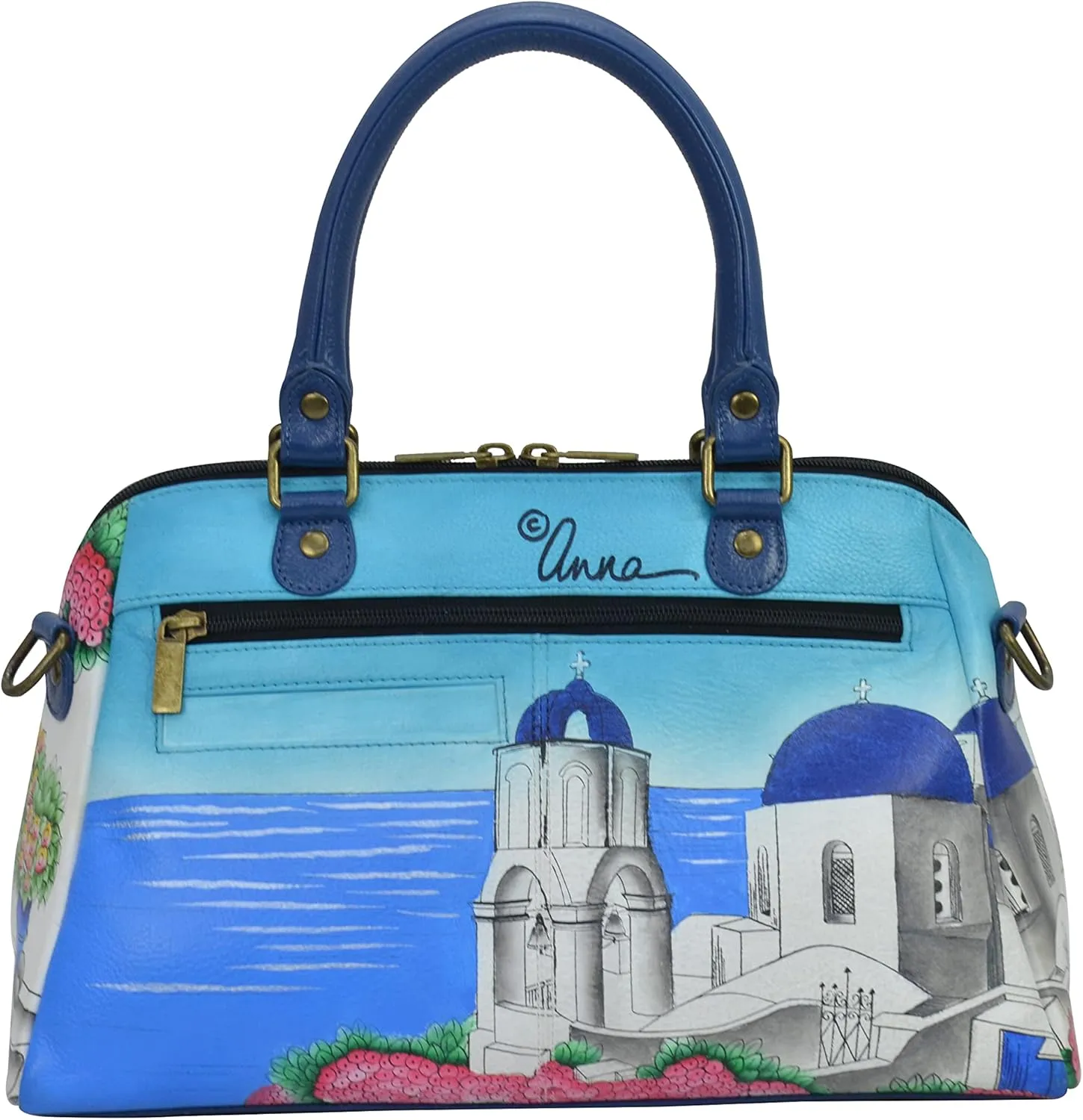 Anna by Anuschka Women's Hand-Painted Leather Wide Organizer Satchel