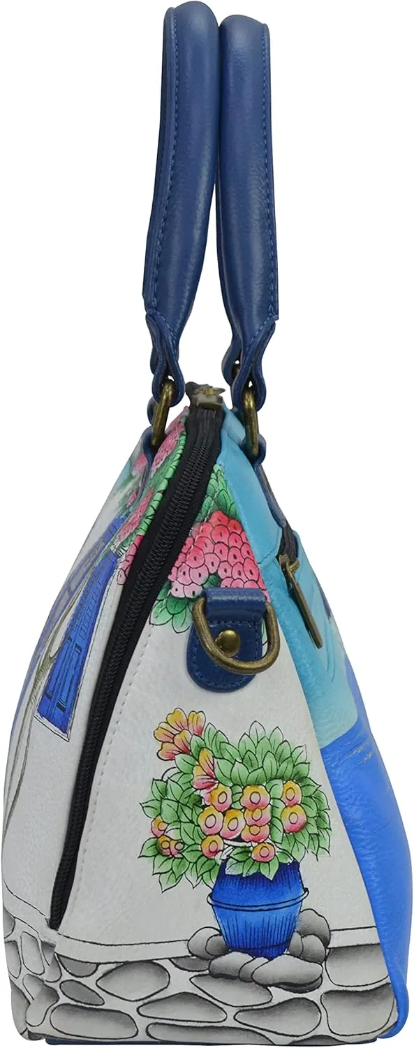Anna by Anuschka Women's Hand-Painted Leather Wide Organizer Satchel