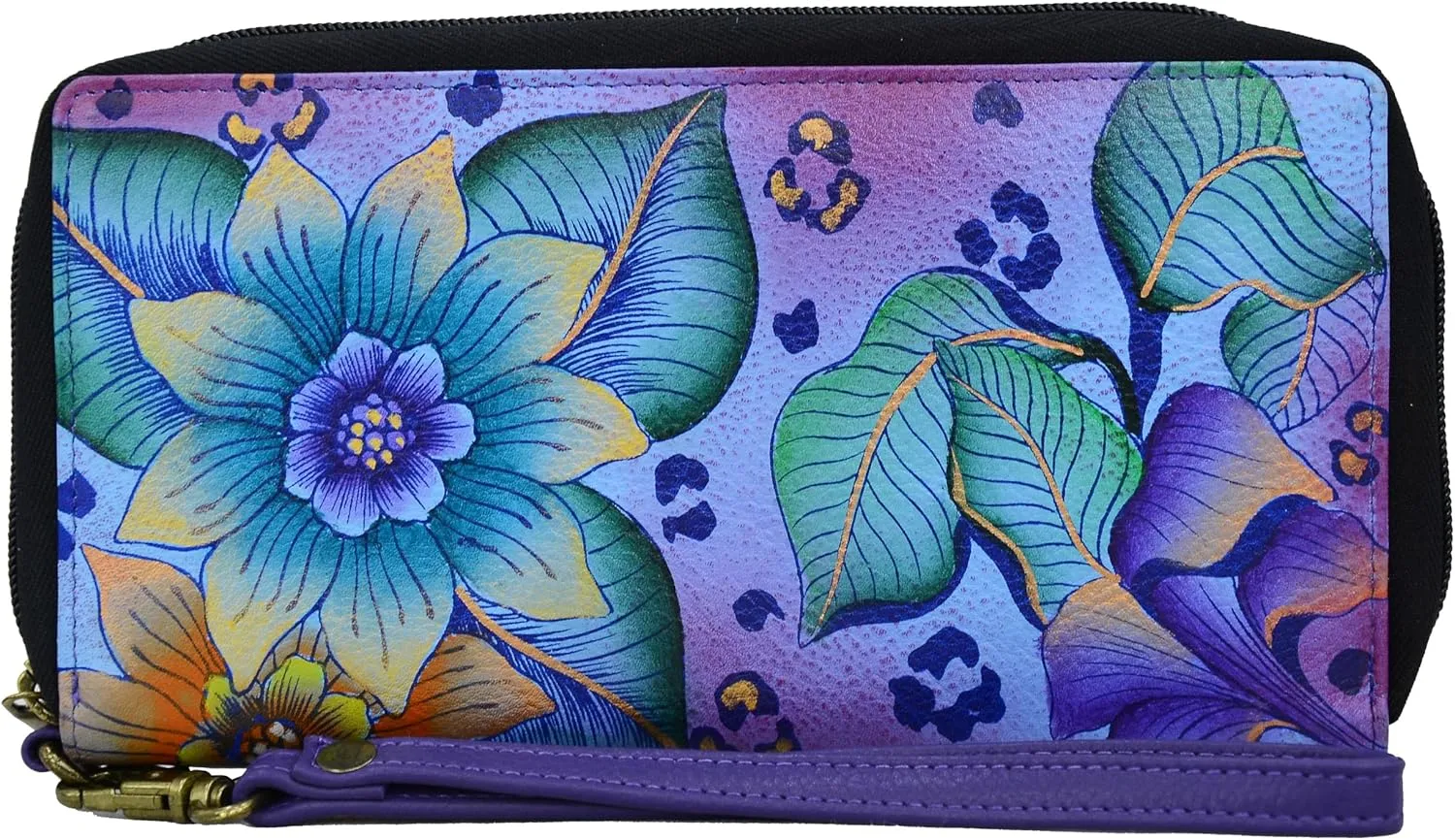 Anna by Anuschka Women's Hand Painted Leather Zip-Around Clutch Wallet