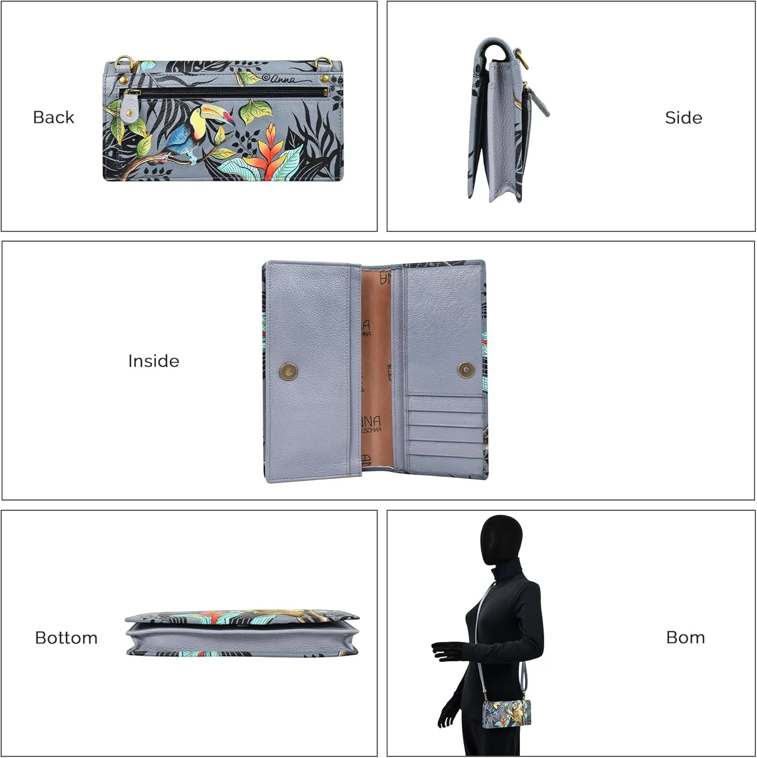 Anna by Anuschka Women's Original Leather Hand-Painted Wallet on a String