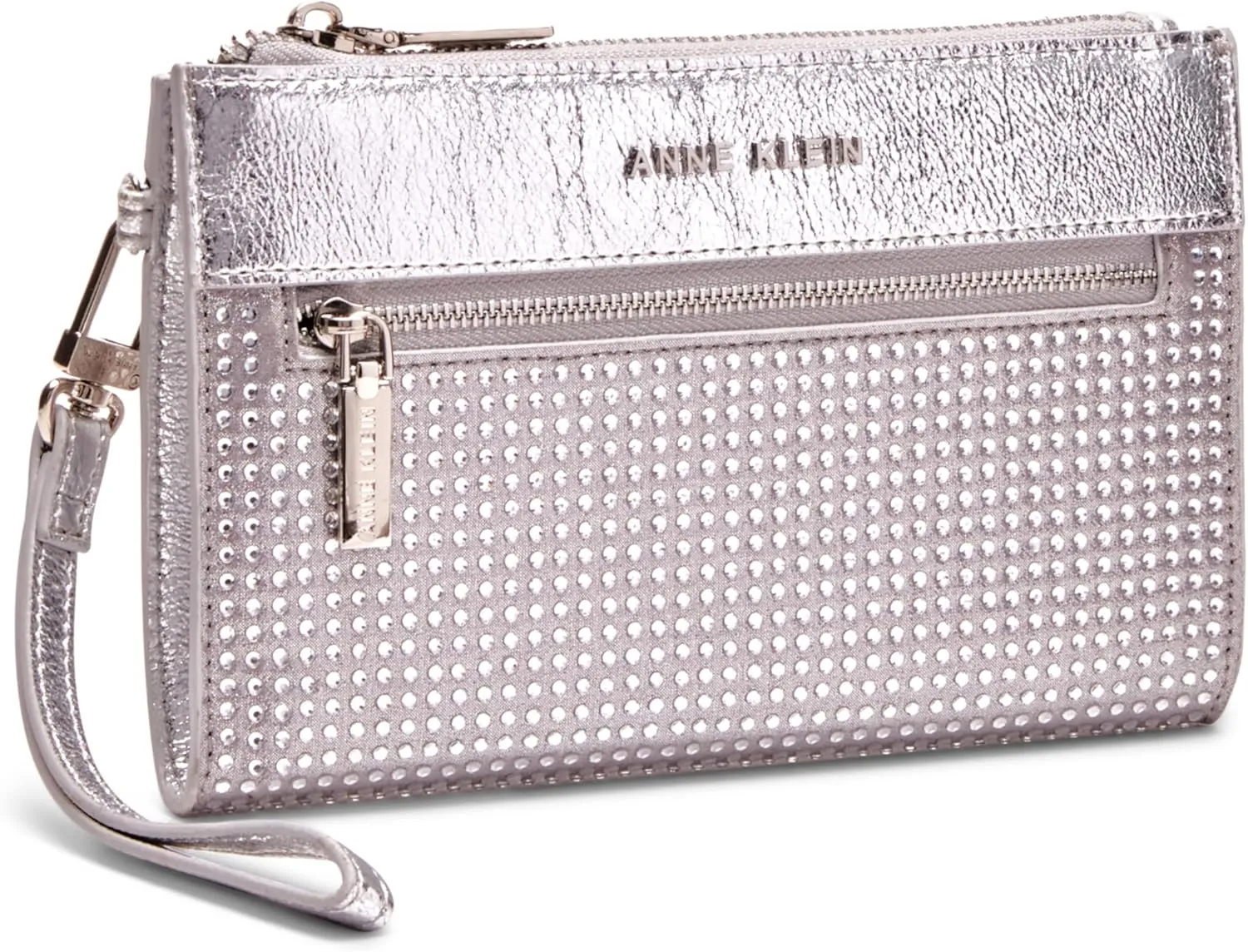 Anne Klein Ak 2 Piece Gift Set with Rhinestone Zip Clutch and Card Case