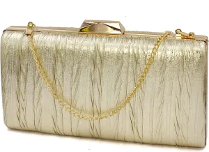 Aovtero Evening Bag Clutch Purses Women Wedding Formal Party Bridal Handbag Pleated Sparkling with Chain