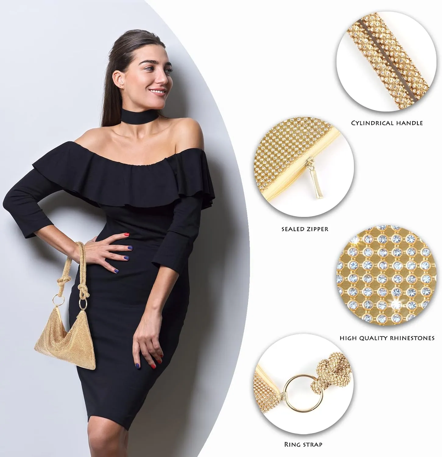 AOYUNHUI Hand Bags Purses for Women Rhinestone Bag Clutch Purses Party Wedding
