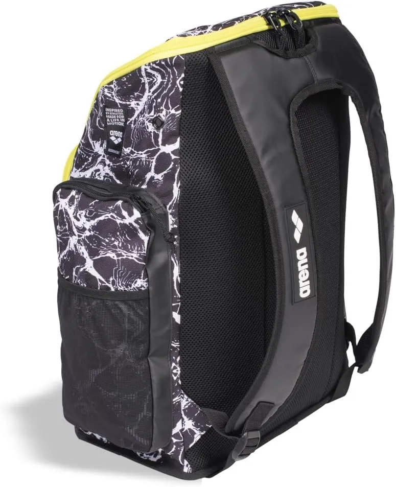 ARENA Spiky III Backpack 45 Swimming Athlete Sports Gym Rucksack Large Training Gear Equipment Swim Bag for Men and Women, 45 Liters, Black/White