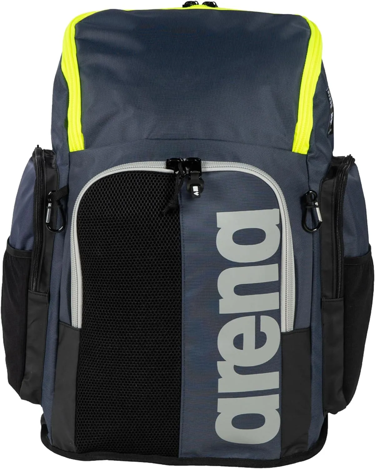 Arena Spiky III Backpack 45 Swimming Athlete Sports Gym Rucksack Large Training Gear Equipment Swim Bag for Men and Women, 45 Liters, Navy/Neon Yellow
