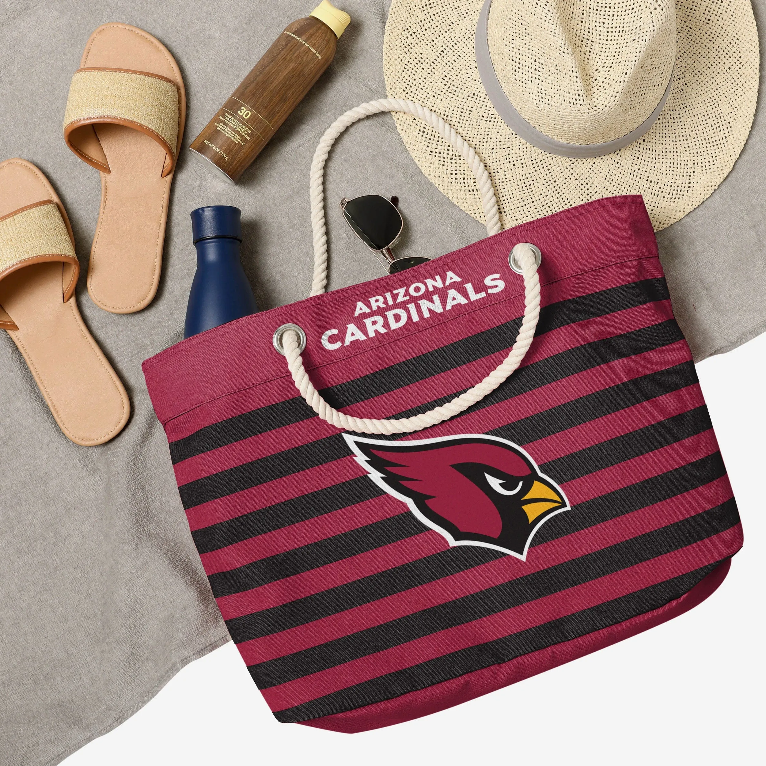 Arizona Cardinals Nautical Stripe Tote Bag