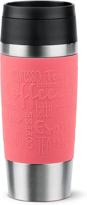 Askshy Emsa N20209 Travel Mug Classic Isolierbecher 0,36 Liter | Neuer Komfort-Schraubverschluss | Edelstahl | 4h heiß und 8h Kalt | 100% dicht | spülmaschinenfest | 360°-Trinköffnung | Koralle