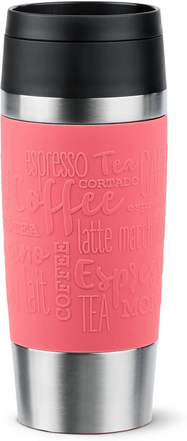 Askshy Emsa N20209 Travel Mug Classic Isolierbecher 0,36 Liter | Neuer Komfort-Schraubverschluss | Edelstahl | 4h heiß und 8h Kalt | 100% dicht | spülmaschinenfest | 360°-Trinköffnung | Koralle