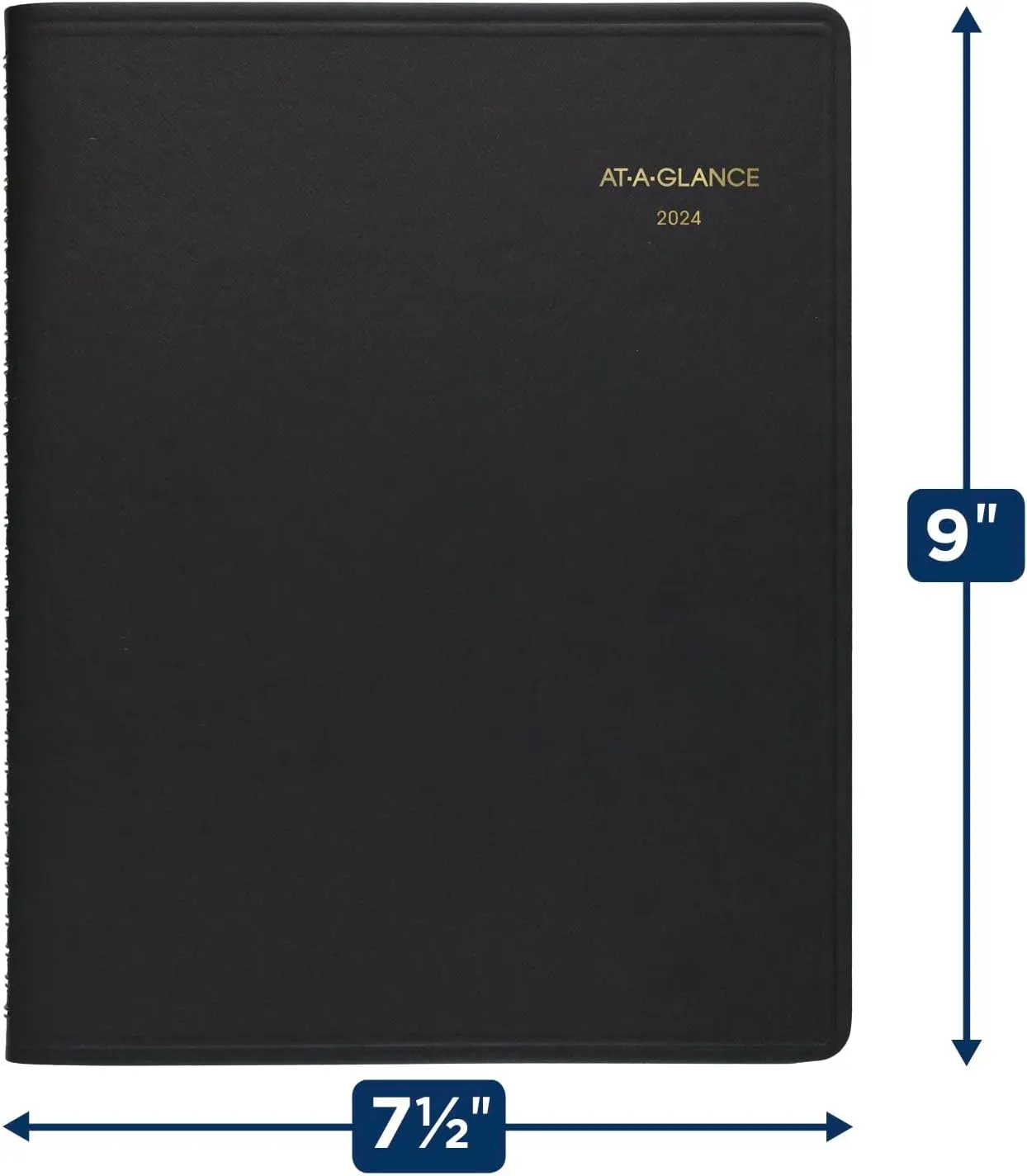 AT-A-GLANCE 2024 Weekly Planner, Quarter-Hourly Appointment Book, 7" x 8-3/4", Medium, Telephone/Address Pages, Black (709510524)
