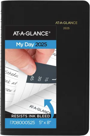 AT-A-GLANCE 2025 Appointment Book Planner, Daily, 5" x 8", Small, Quarter-Hourly, Black (708000525)