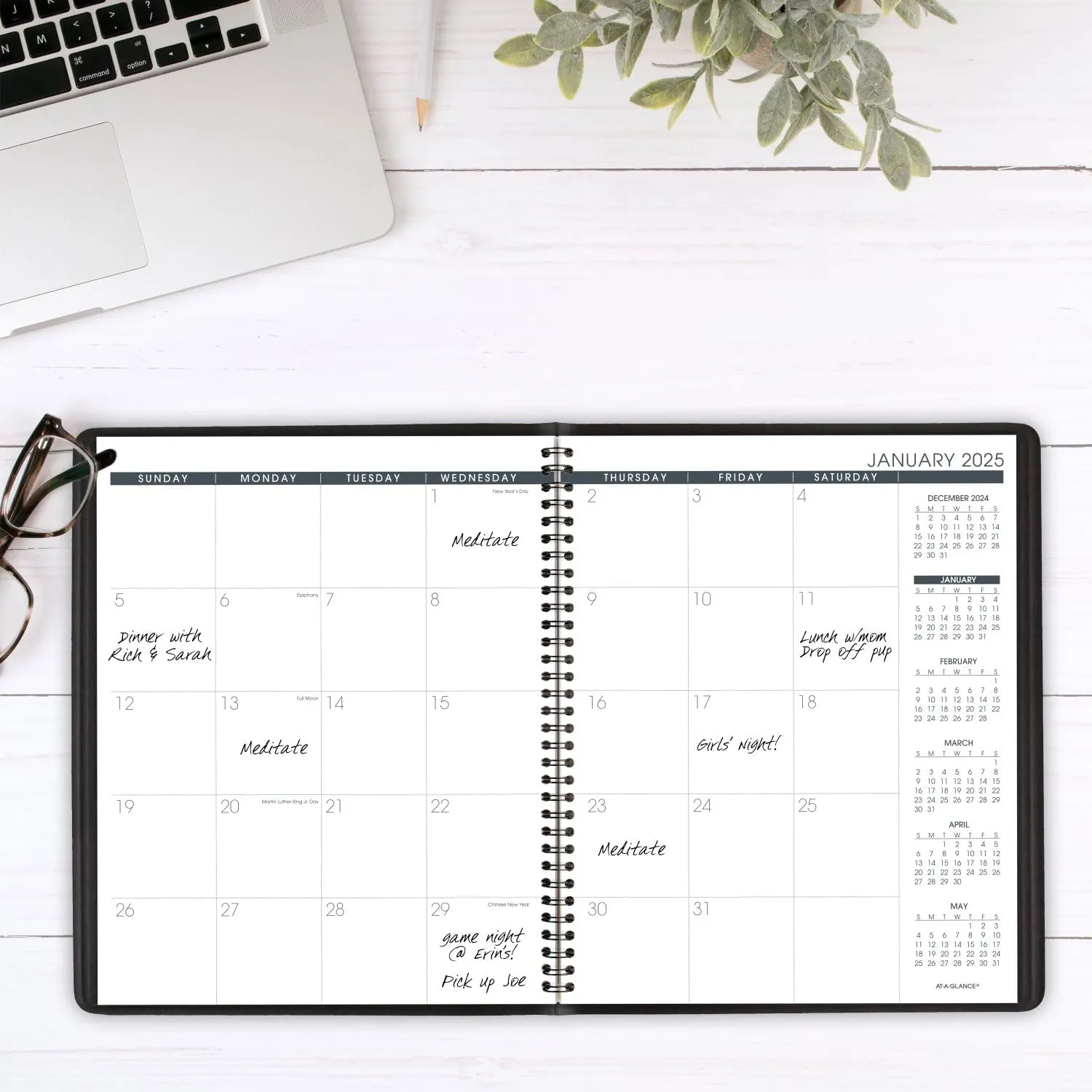 AT-A-GLANCE 2025 Planner, Monthly, 9" x 11", Large, 15 Months, Black (702600525)