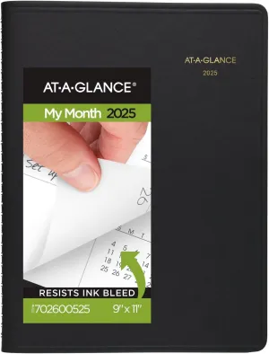 AT-A-GLANCE 2025 Planner, Monthly, 9" x 11", Large, 15 Months, Black (702600525)