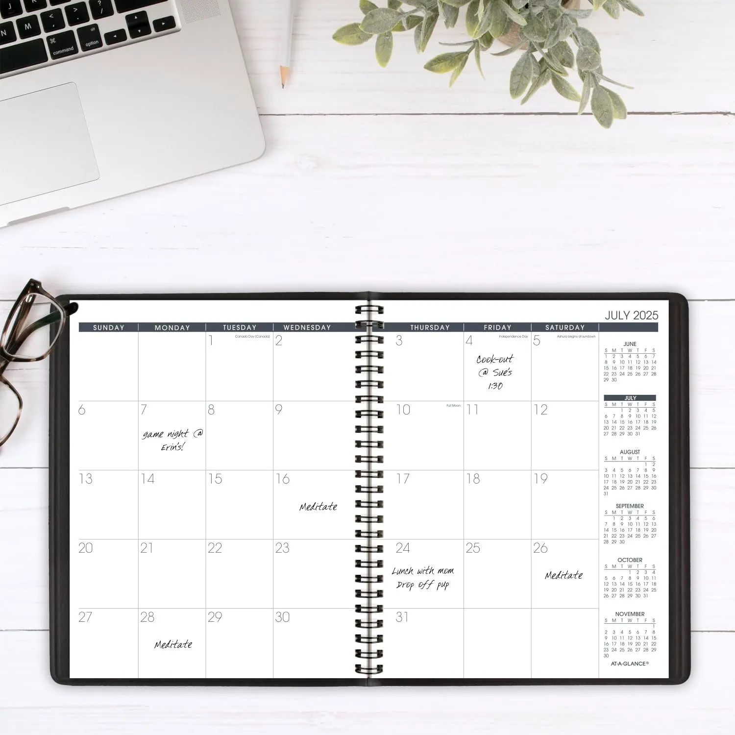 AT-A-GLANCE Planner 2025-2026 Academic, Monthly, 7" x 8-3/4", Medium, Flexible Cover, Black (7012705)