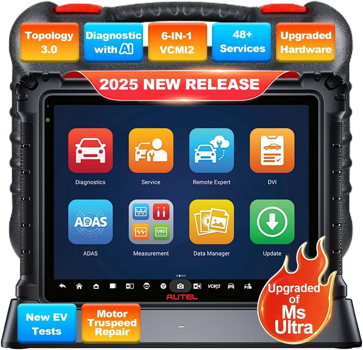 Autel Ultra S2, Dianostic Scanner with AI, 2025 New 6-in-1 VCMI2, Upgraded MaxiSYS Ultra, Topology 3.0, EV Tests, WiFi 6, 48  Services, Motor Truspeed Repair, Multi-Point DVI, ECU Programming