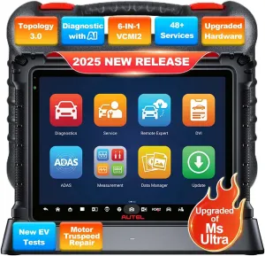 Autel Ultra S2, Dianostic Scanner with AI, 2025 New 6-in-1 VCMI2, Upgraded MaxiSYS Ultra, Topology 3.0, EV Tests, WiFi 6, 48  Services, Motor Truspeed Repair, Multi-Point DVI, ECU Programming