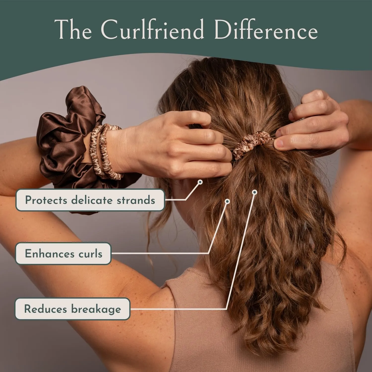 Authentic Mulberry Silk Skinny Hair Match Scrunchies for Women, Anti Breakage Hair Ties for Curly Thick & Thin Hair, 100% Silk for Buns, Sleep & Ponytail, Honey/Deep Bronde (4 Pack)