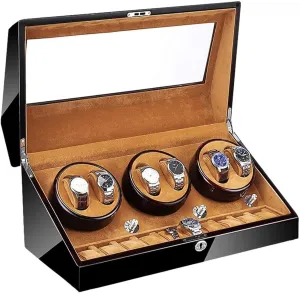Automatic Watch Winder 6 10 Super Quiet Motor with LED Backlight Watch Winder Box Piano Paint Exterior 4 Rotation Mode Accessories (Color : D)