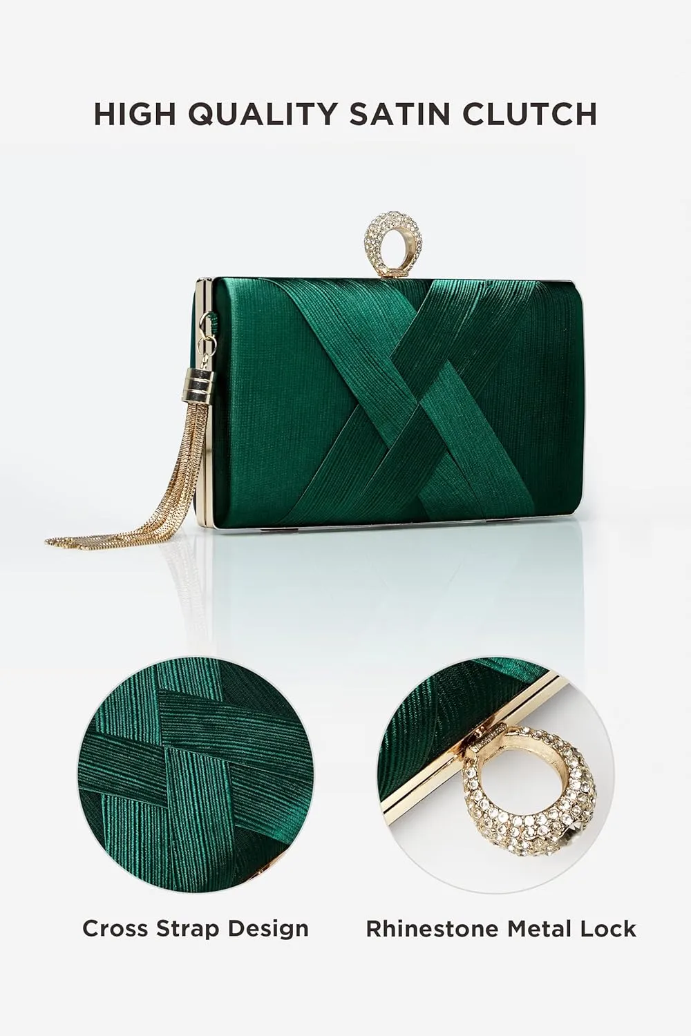BABEYOND Clutch Purses for Women - Evening Bag Tassel Pendant Clutch for Bride Party Prom Wedding