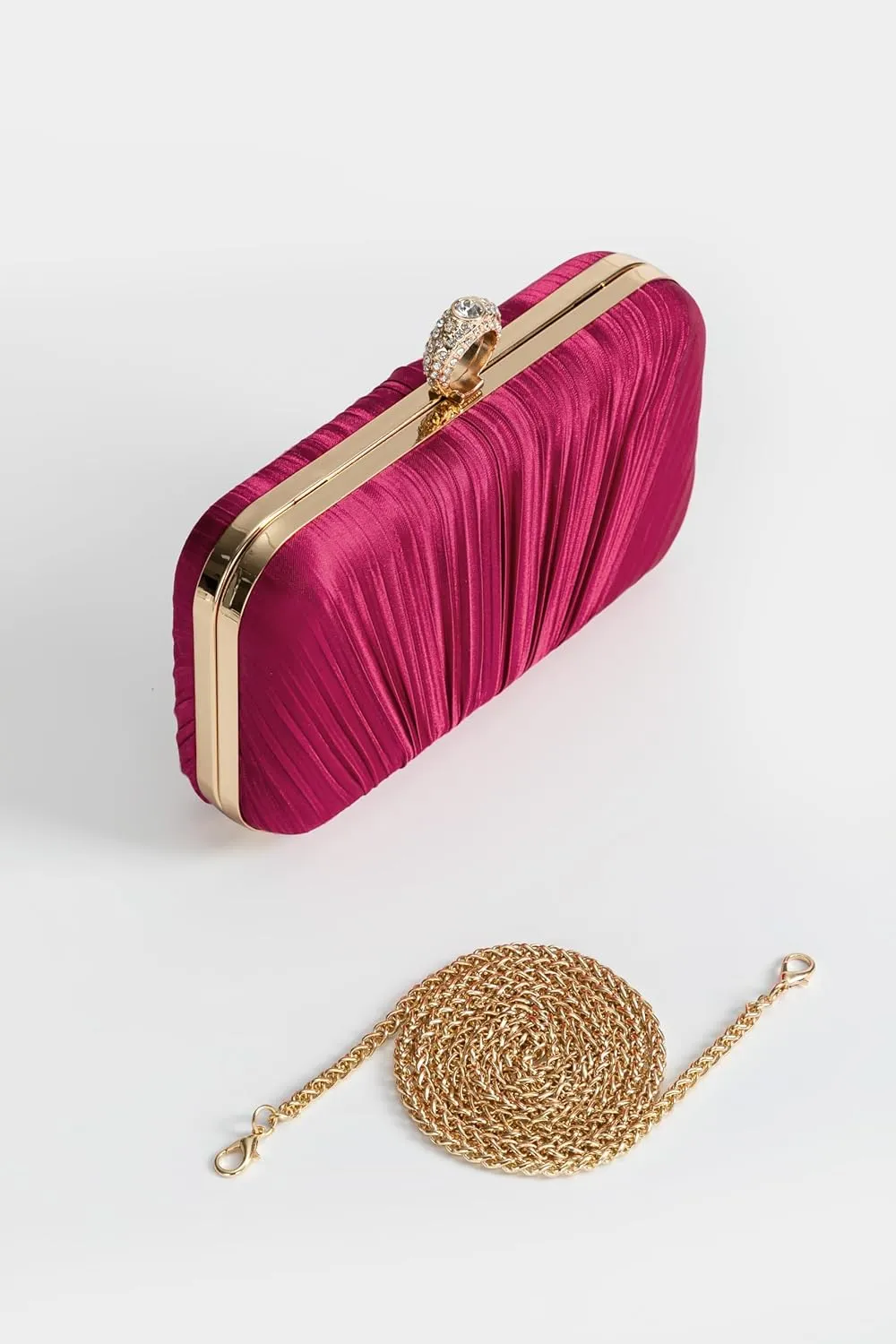 BABEYOND Clutch Purses for Women - Satin Evening Bag Pleated Clutch Handbag for Bride Party Prom Wedding