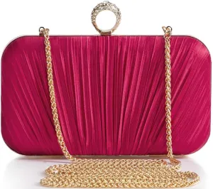 BABEYOND Clutch Purses for Women - Satin Evening Bag Pleated Clutch Handbag for Bride Party Prom Wedding
