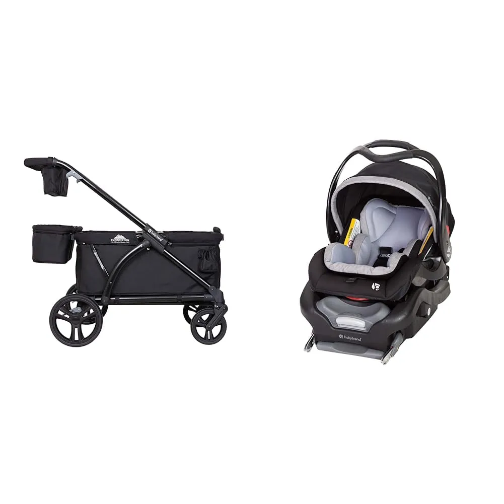 Baby Trend Expedition 2-in-1 Stroller Wagon Plus Ultra Black and Secure Snap Tech 35 Infant Car Seat Bundle