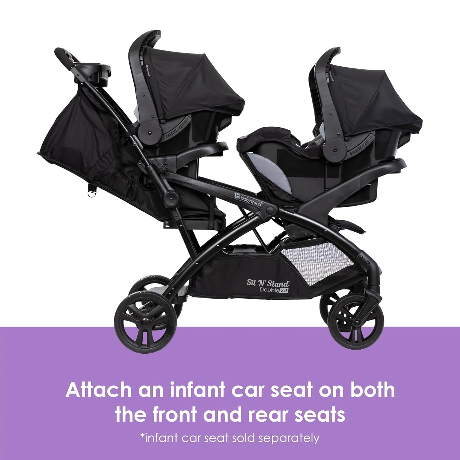 Baby Trend Sit N' Stand® Double 2.0 Stroller, Dash Black