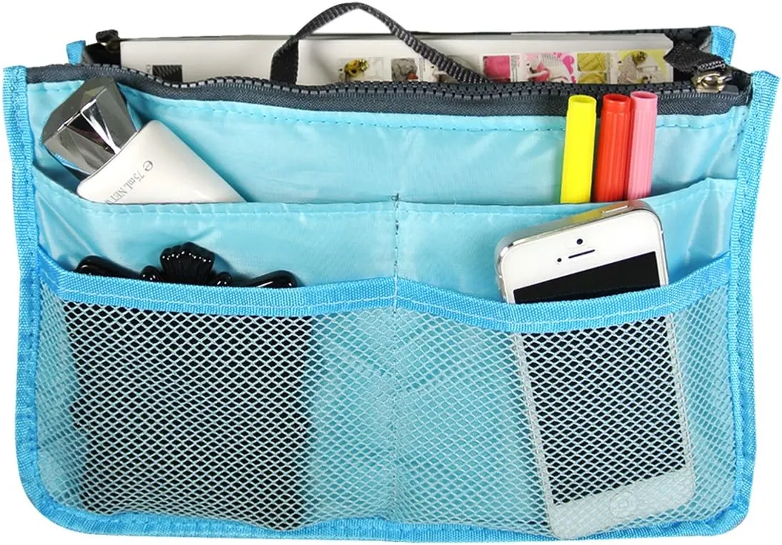 Bag Organizer Purse Insert Handbag Organizer Travel Bag, Blue