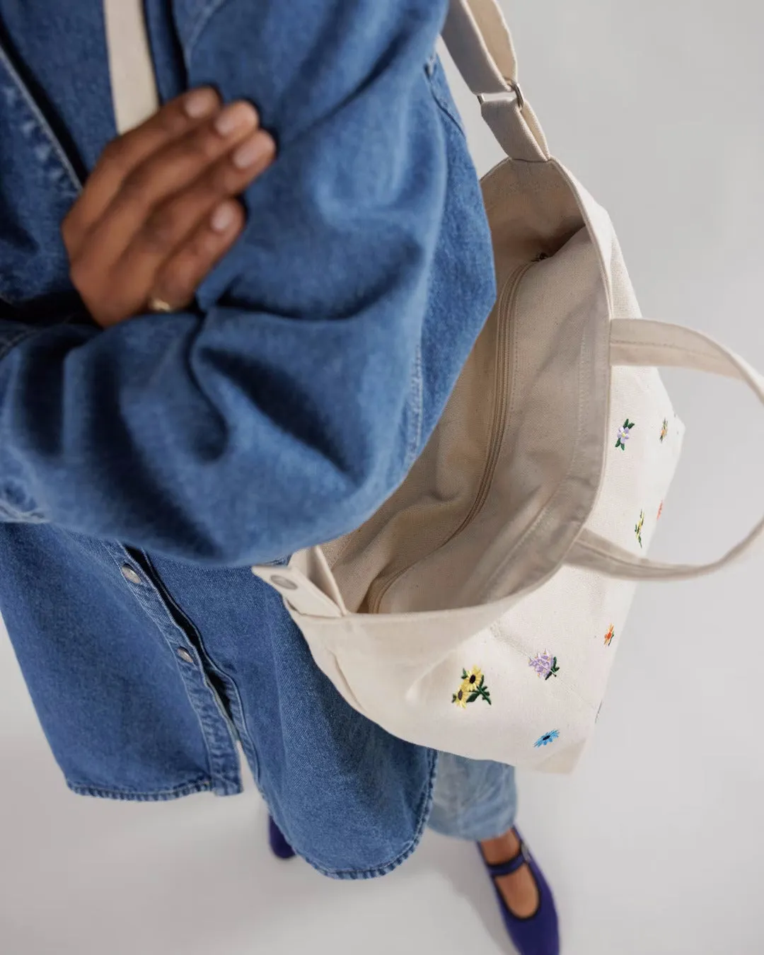 Baggu Horizontal Zip Duck Bag - Embroidered Ditsy Floral