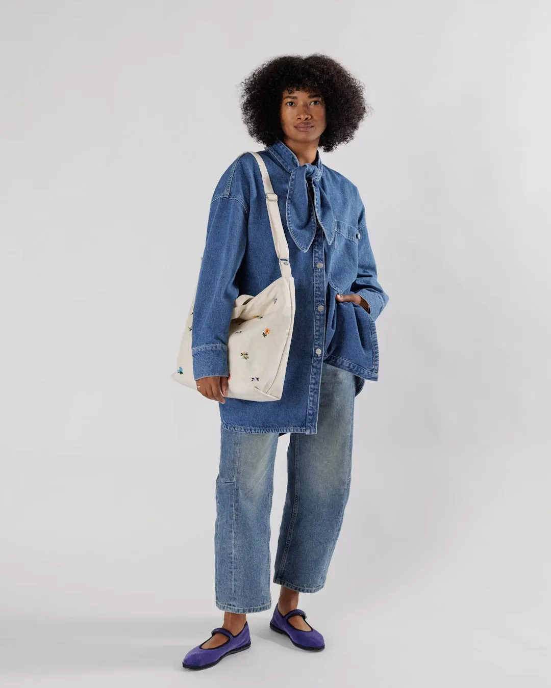 Baggu Horizontal Zip Duck Bag - Embroidered Ditsy Floral