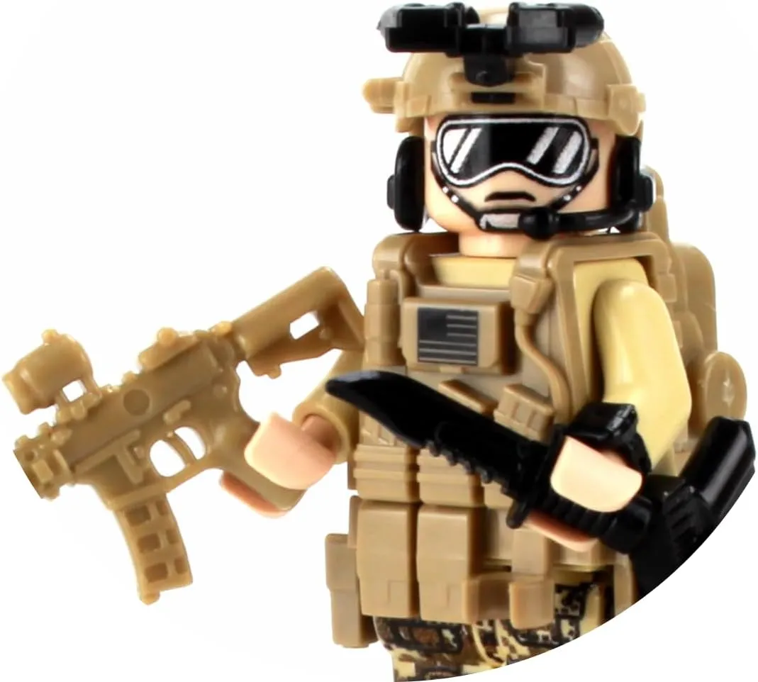 Battle Brick 1.6 Inches Tall Seal Team Six Commando Custom 1 Special Operations Collectible Minifigure in The USA | Genuine Military Minifig | Great Gift for Ages 10  to Adult AFOL