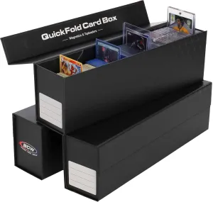 BCW QuickFold Card Boxes - Toploader Storage | Fits 850-1200 Cards Each | Magnetic Closure, Easy Assemble - 3 Pack