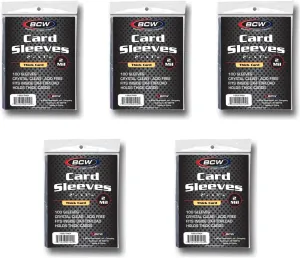 BCW Thick Trading Card Sleeve - 500 ct | Crystal Clear Polypropylene Protective Sleeves for Collectible Cards | Card Protector Sleeves Holds Trading Cards Up To 240pt | Fits Thick-Card Topload Holders
