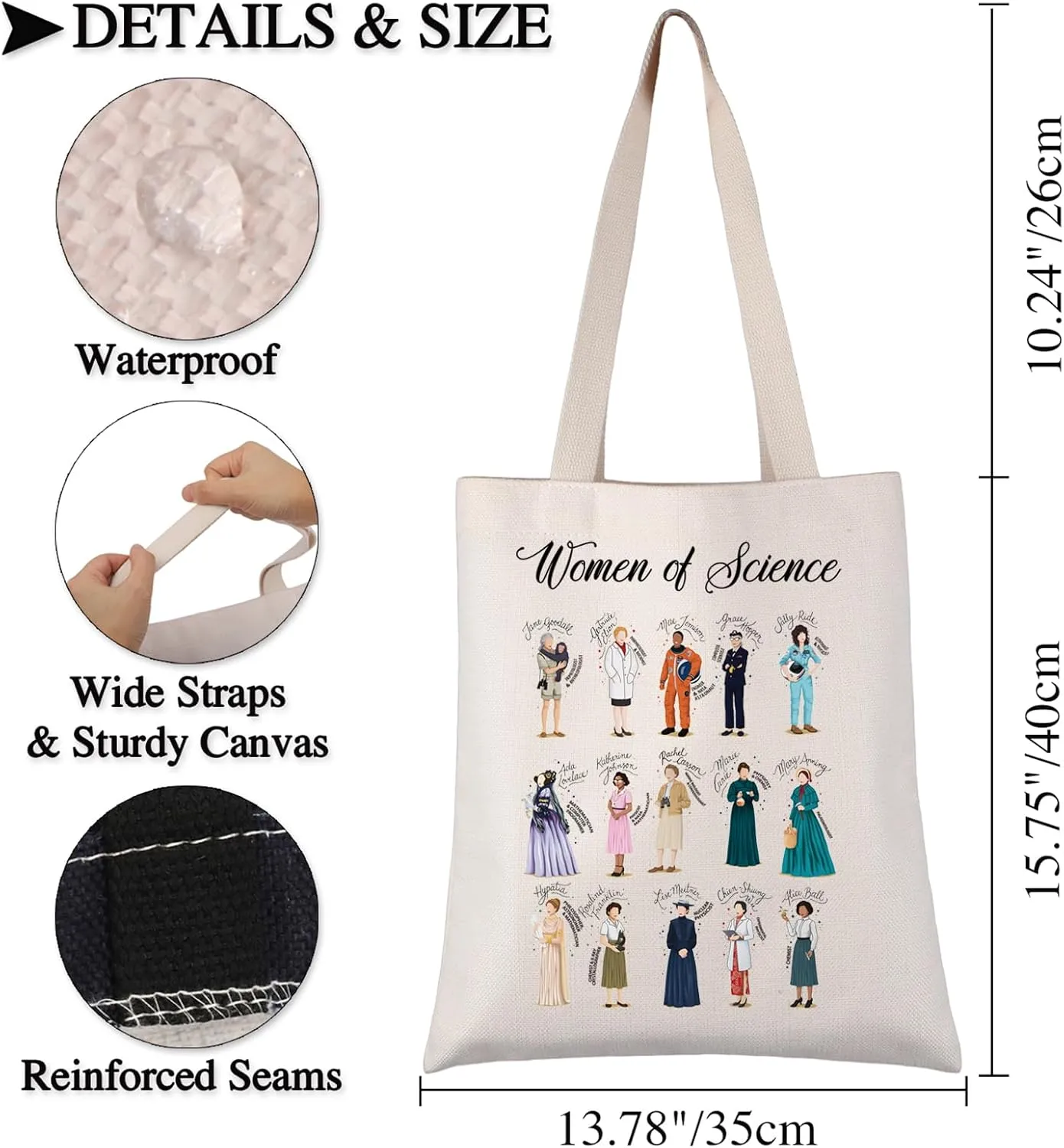 BDPWSS Women of Science Tote Bag - Empowerment Gift for Women in STEM, Feminist Scientist Gift