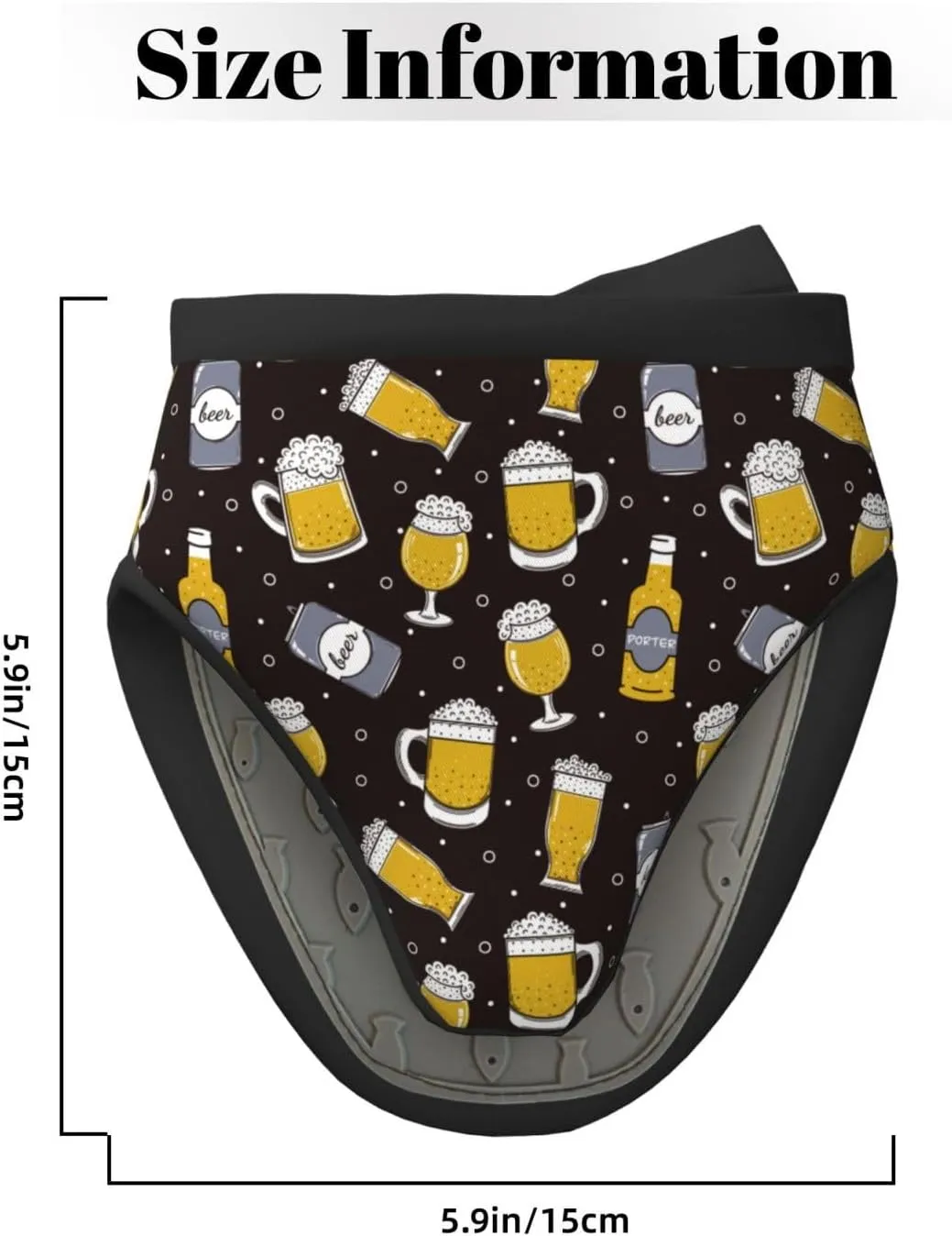 Beer in A Bottle Print Mini Silicone Oven Mitts Heat and Slip Resistant Kitchen Mittens,Short Oven Gloves for Safe Cooking Baking & Grill,5.9"X5.9",2pcs