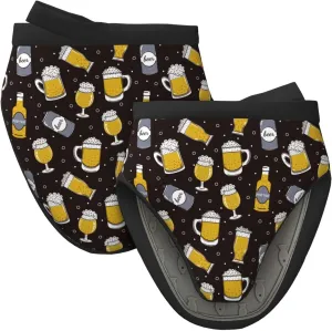 Beer in A Bottle Print Mini Silicone Oven Mitts Heat and Slip Resistant Kitchen Mittens,Short Oven Gloves for Safe Cooking Baking & Grill,5.9"X5.9",2pcs