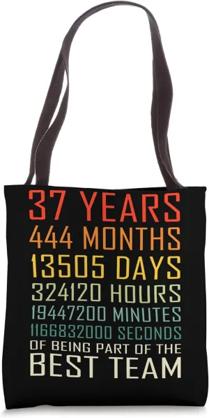 Best Team Vintage Work Anniversary 37 Years Employee Tote Bag