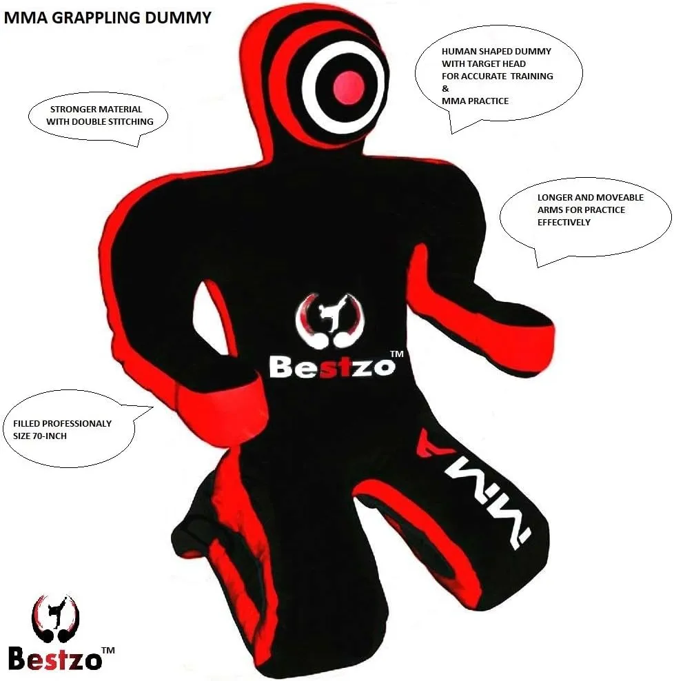 Bestzo MMA Grappling Dummy Brazilian Jiu Jitsu Dummy Wrestling Grappling BJJ Dummy Black, Judo Punching Bag Throwing Dummy for Karate, Boxing Training