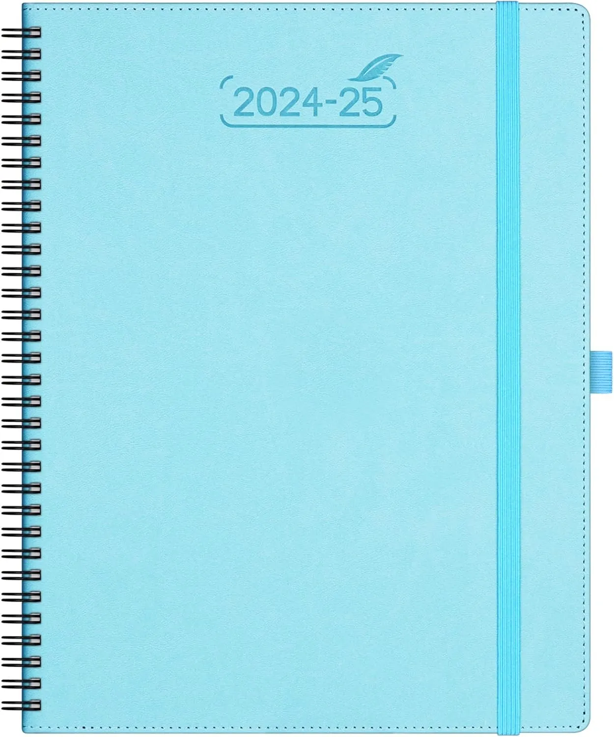 BEZEND Planner 2025 Starts from Now, 18 Months (July24-Dec25) [Sky Blue] 8.5" x 11", Academic Year Planner, Daily Weekly and Monthly Calendar, Spiral Bound, Vegan Leather Soft Cover