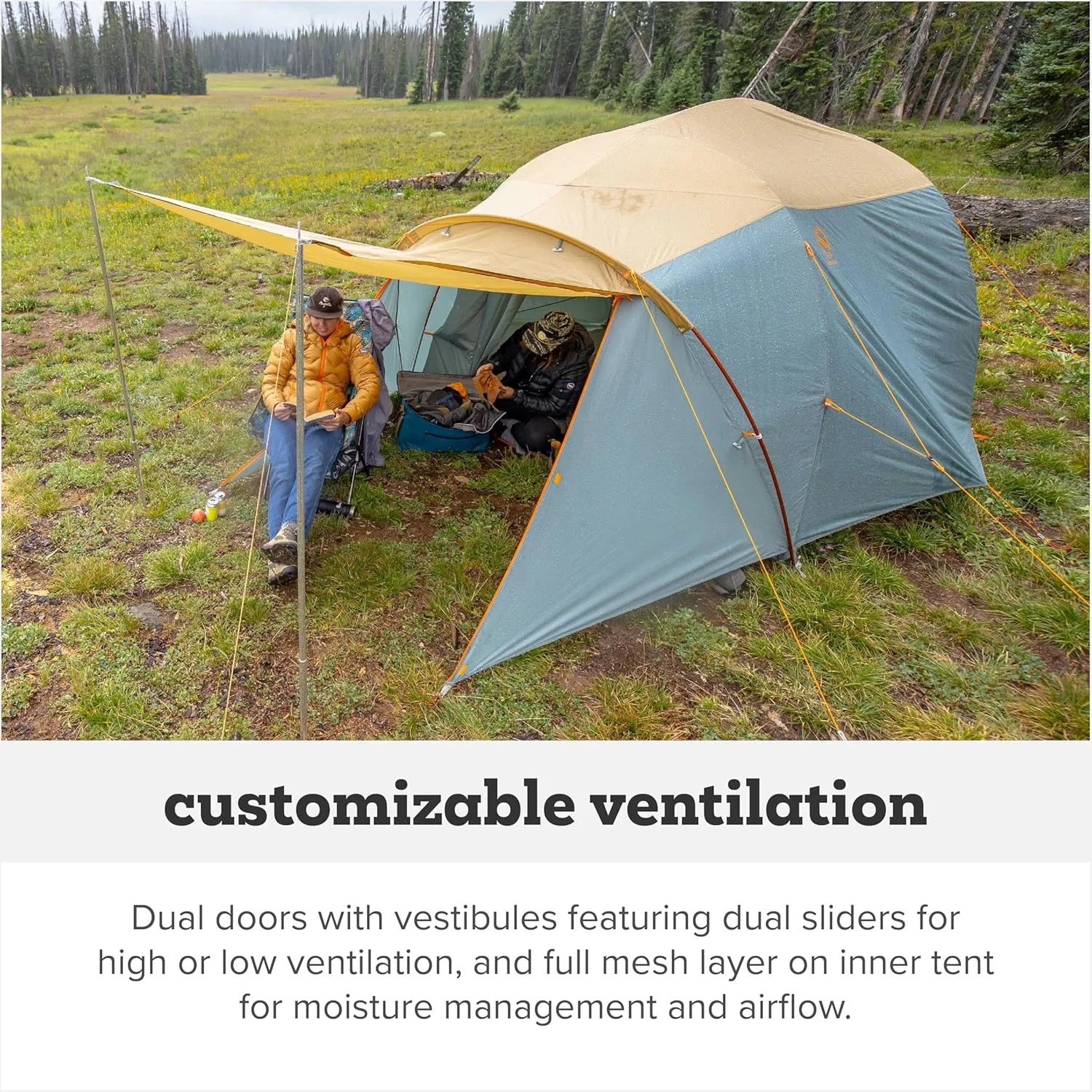 Big Agnes Bunk House - Large Family Tent, 3 Season Waterproof Backpacking Gear, Easy Set Up for Groups