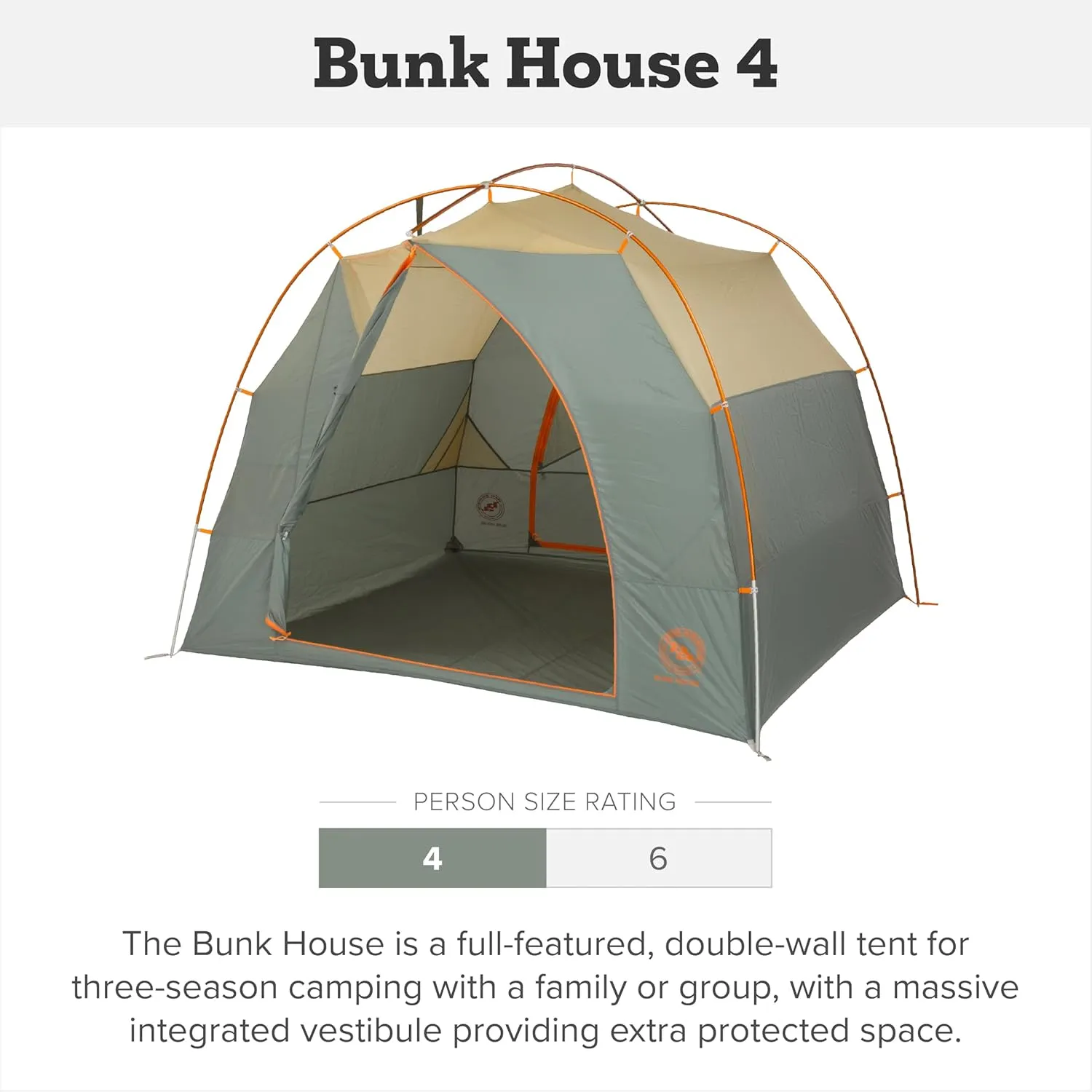 Big Agnes Bunk House - Large Family Tent, 3 Season Waterproof Backpacking Gear, Easy Set Up for Groups