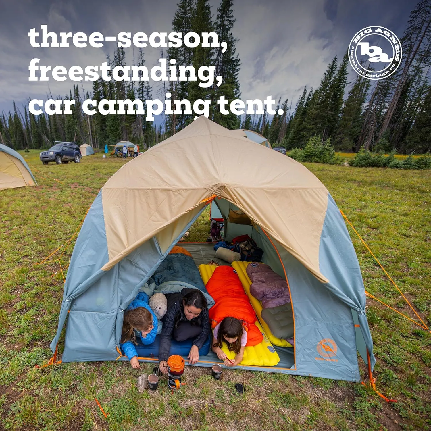 Big Agnes Bunk House - Large Family Tent, 3 Season Waterproof Backpacking Gear, Easy Set Up for Groups