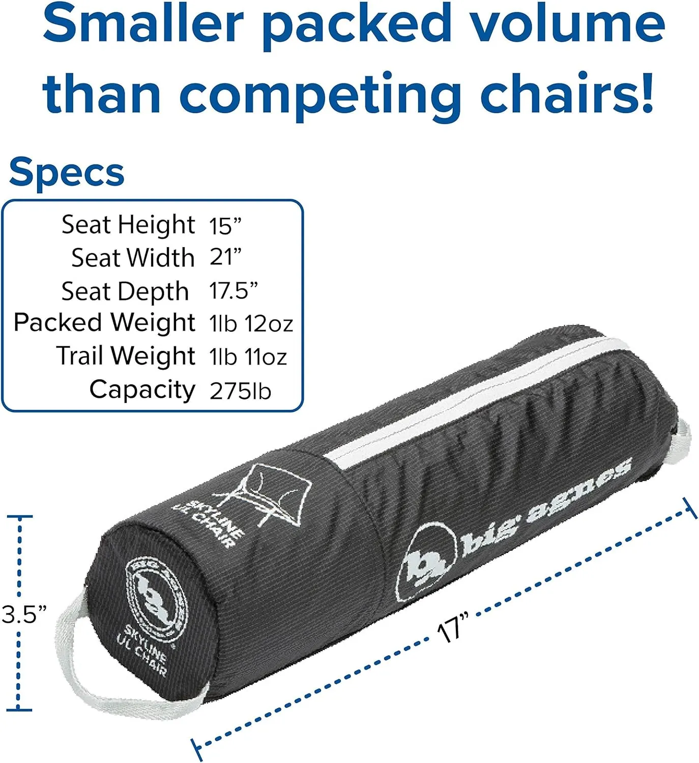 Big Agnes Skyline Ultralight Backpacking Chair, Black