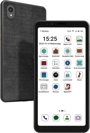 Bigme Color E-Ink Screen Mobile Hibreak, 6G 128GB Android 11 Smartphone, 36-Level Front Light, USB-C, 3300mAh Battery, 5 13MP Camera - Black