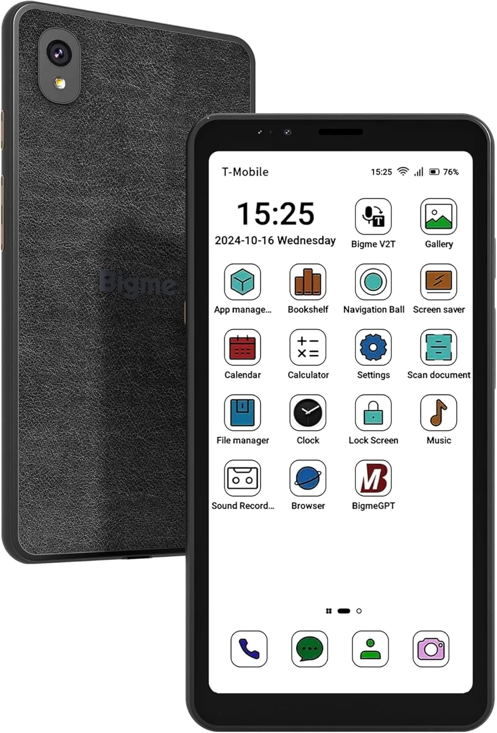 Bigme Color E-Ink Screen Mobile Hibreak, 6G 128GB Android 11 Smartphone, 36-Level Front Light, USB-C, 3300mAh Battery, 5 13MP Camera - Black