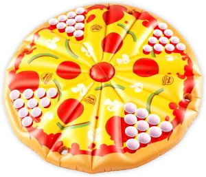 BigMouth Inc Beer Pong Pizza Raft, Fun Floating Pool Party Game for Adults, Built in Drink Holders