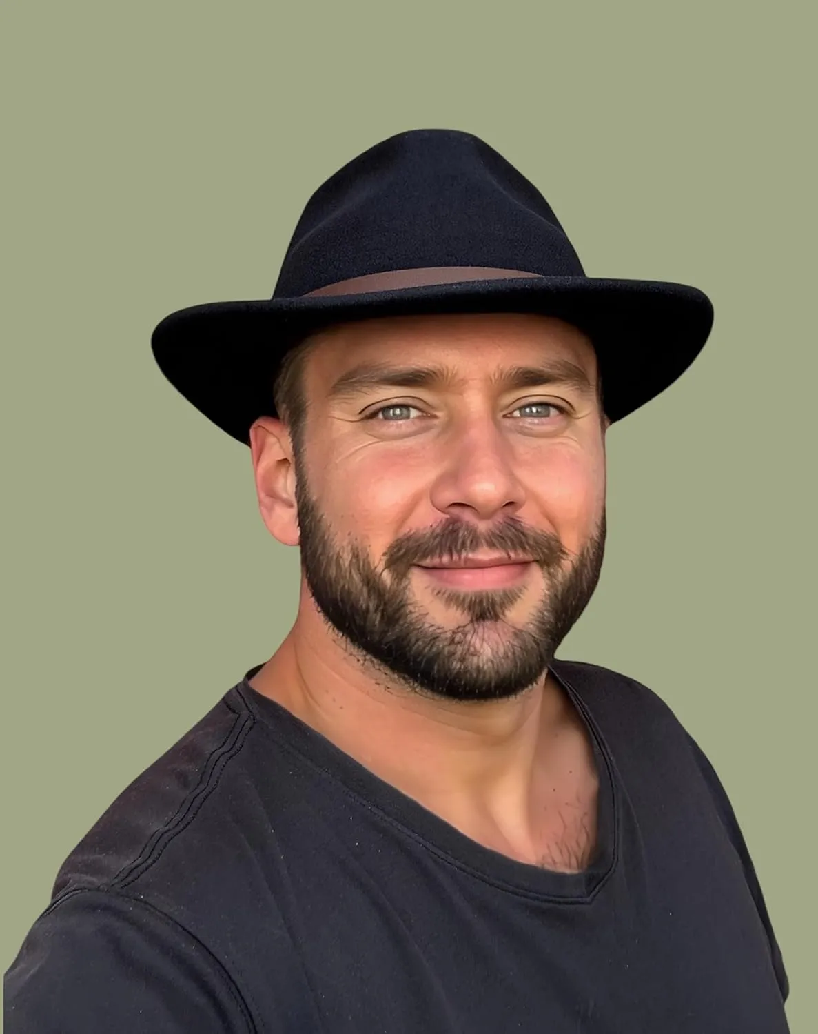 Black Crushable Wool Felt Fedora Outback Western Outdoor Montana Hat