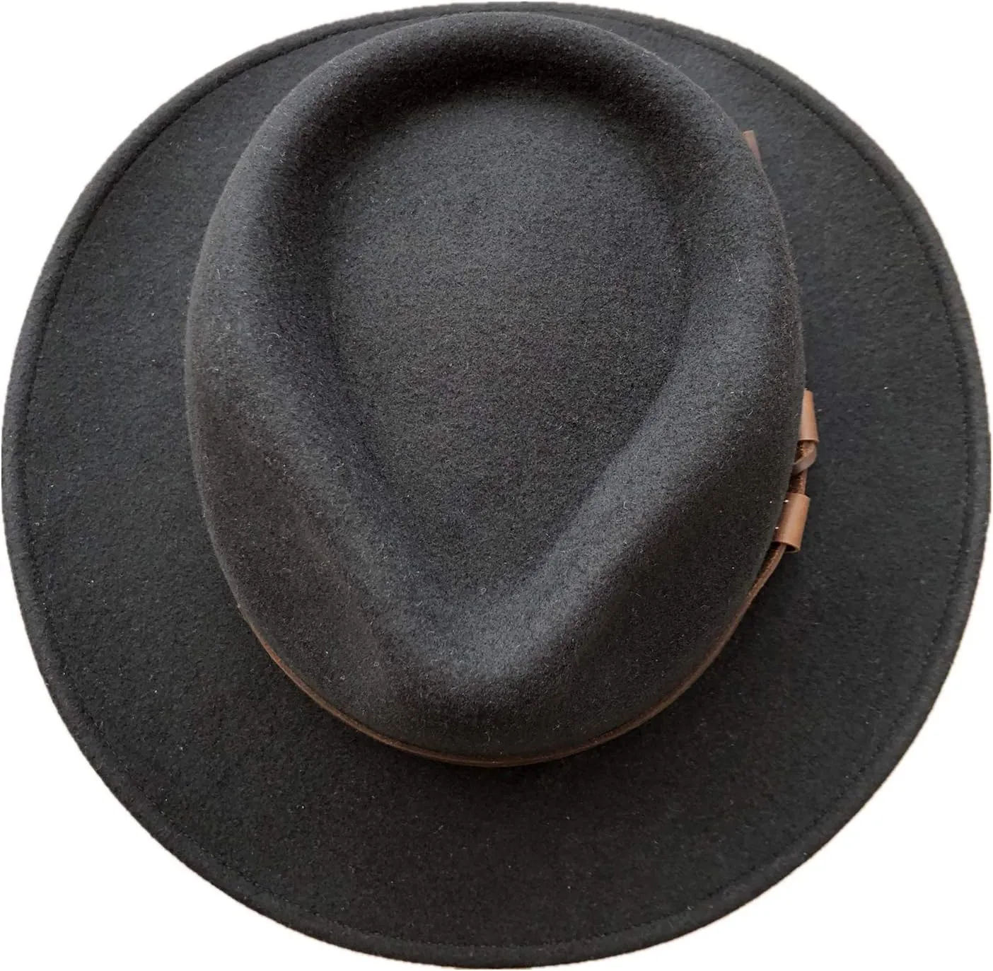 Black Crushable Wool Felt Fedora Outback Western Outdoor Montana Hat
