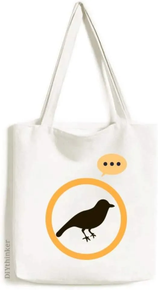 Black Sparrow Animal Portrayal Expression Gift Sack Canvas Tote Shoulder Bag