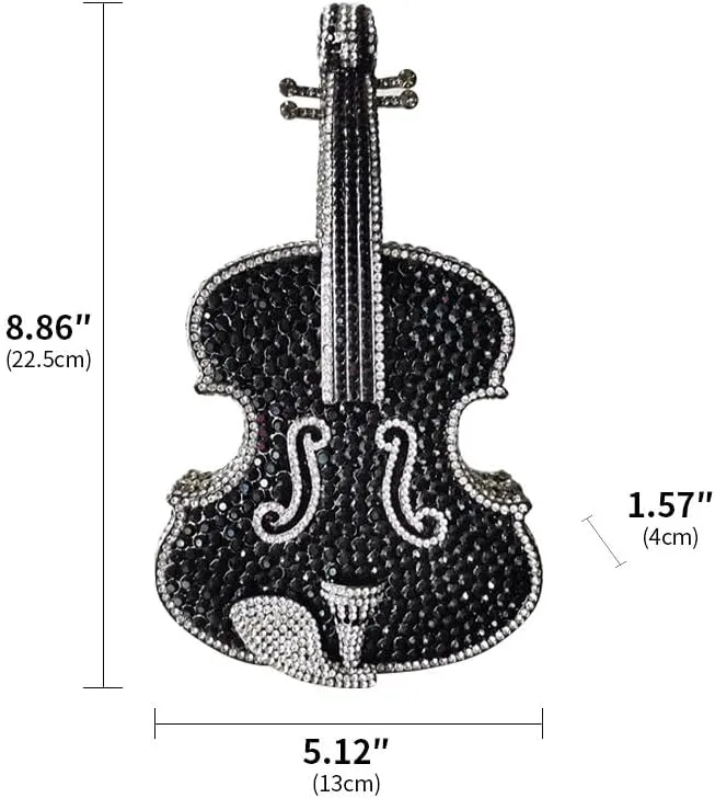 Bling Crossbody Purses and Handbags Rhinestone Diamond Clutch Purses for Women Shoulder Bag for Wedding Violin Black