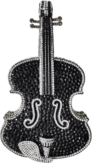 Bling Crossbody Purses and Handbags Rhinestone Diamond Clutch Purses for Women Shoulder Bag for Wedding Violin Black